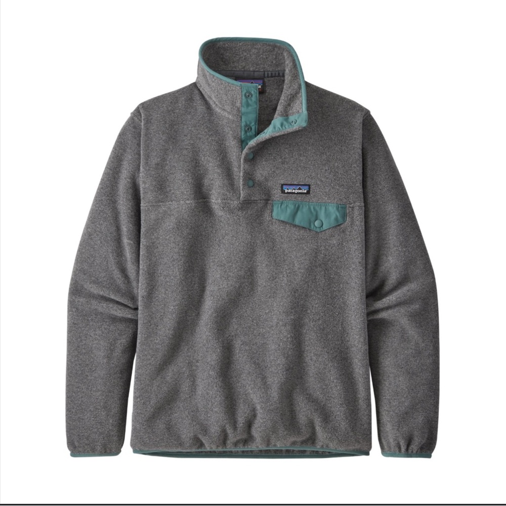 Men XL Patagonia Gray Fleece with Teal Trim